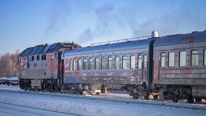 Wycieczka koleją do Jakucji zimą.